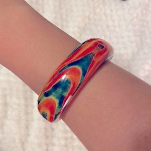 Vintage Cypress Wood Bangle Bracelet by Huppke of Florida